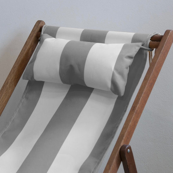 Basic Deckchair with Matching Head Pillow - Sunbrella Block Stripes - Light Grey/White