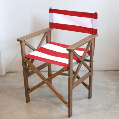Directors Chair (Teak) - Sunbrella Block Stripe - Red/White