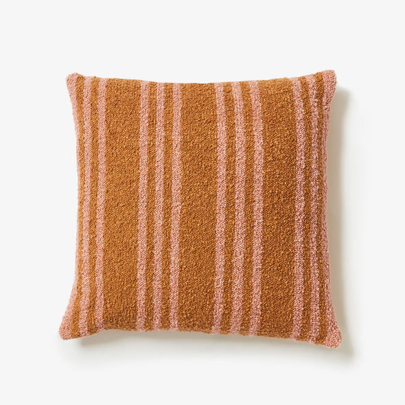 Boucle Wide Trio Stripe Tan Pink 60cm Cushion