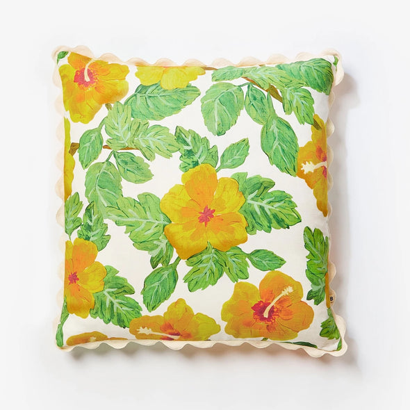 Hibiscus Yellow 60cm Cushion by Bonnie and Neil