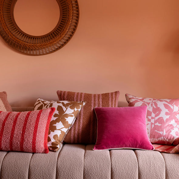 Boucle Wide Trio Stripe Tan Pink 60cm Cushion