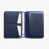 Blue wallet with card slots on a white background