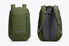 Green backpack shown from front and back on a white background