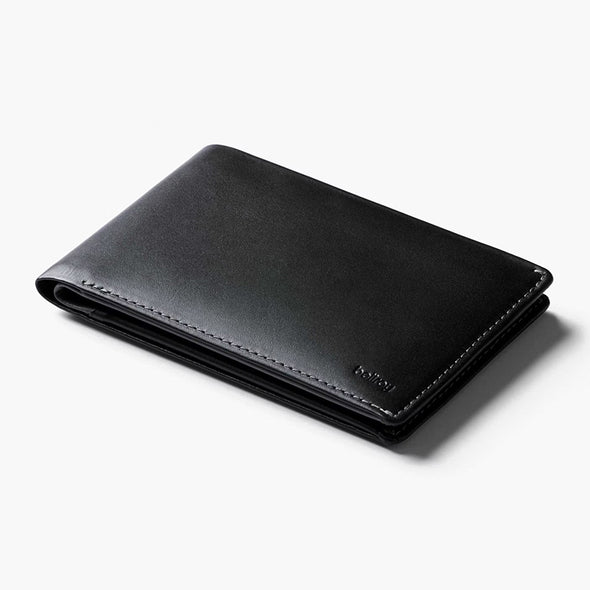 Black leather wallet on a white background