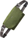 Green waist bag with gray straps on a white background