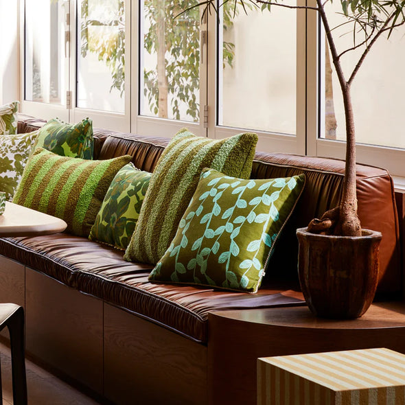 Boucle Stripe Olive 60cm Cushion by Bonnie and Neil
