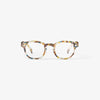 Multicolored eyeglasses IZIPIZI Reading Glasses Collection #C Blue Tortoise on a white background