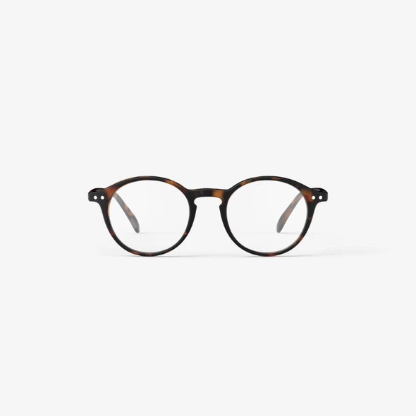 Round eyeglasses with a tortoiseshell frame on a white background