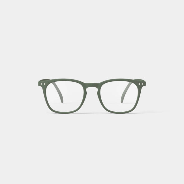 Khaki Green eyeglasses on a white background