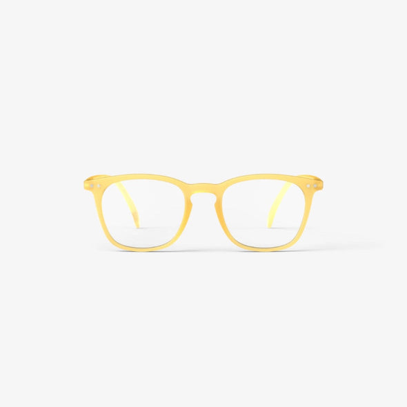 Yellow eyeglasses on a white background