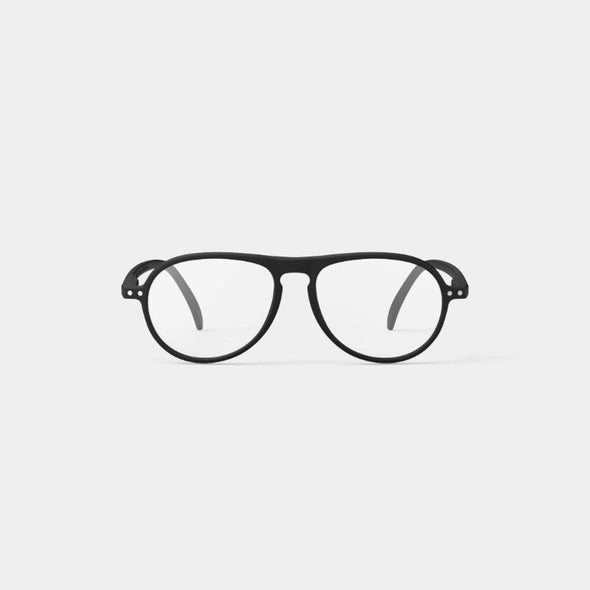 Black eyeglasses on a light gray background