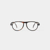 Tortoiseshell eyeglasses on a white background