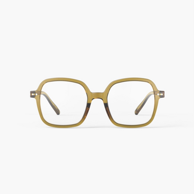 Gold-framed eyeglasses on a white background
