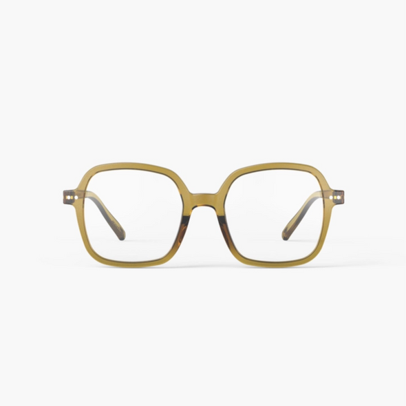 Gold-framed eyeglasses on a white background