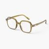 Gold-framed eyeglasses on a white background