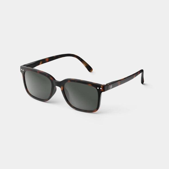 Sunglasses with tortoiseshell frame on a white background
