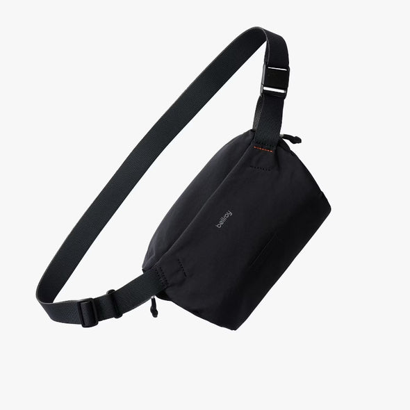 Black sling bag on a white background by Bellroy