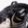 Bellroy Gray Totepack with a YETI brand water bottle inside on a white background