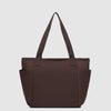 Brown tote bag on a light gray background