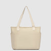 Beige tote bag with straps on a light gray background