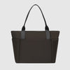 Black tote bag with gray accents on a light gray background