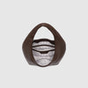 Brown leather product with mesh interior on a light gray background