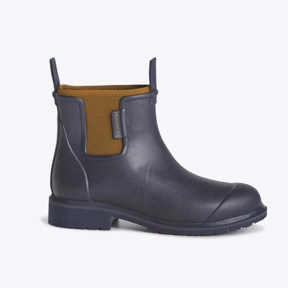 Merry People Bobbi Boot Oxford Blue Tan on white background