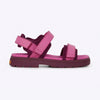 Pink and purple sandal on a light gray background