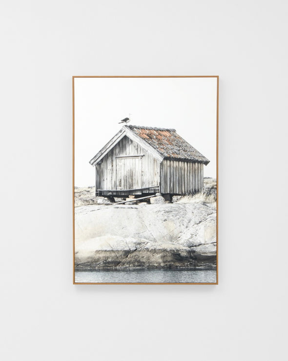 Rustic Boathouse Framed Canvas