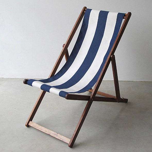 Basic Deckchair with Matching Head Pillow - Sunbrella Block Stripes - Navy/Cream