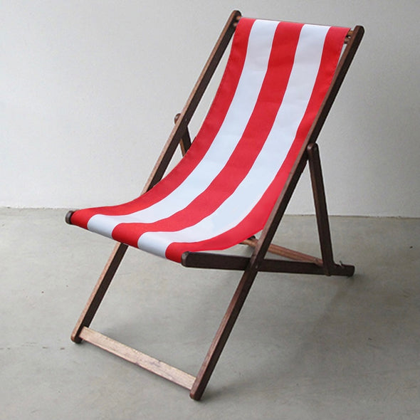 Basic Deckchair with Matching Head Pillow - Sunbrella Block Stripes - Red/White