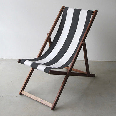 Basic Deckchair with Matching Head Pillow - Sunbrella Block Stripes - Black/White