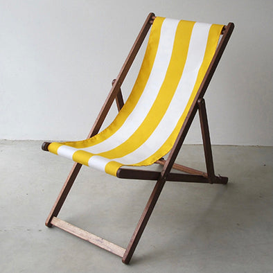 Basic Deckchair with Matching Head Pillow - Sunbrella Block Stripes - Yellow/White