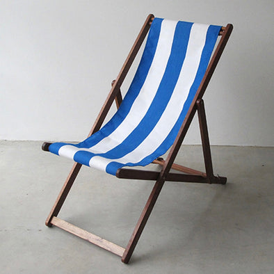 Basic Deckchair with Matching Head Pillow - Sunbrella Block Stripes - Royal Blue/White