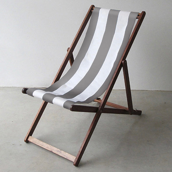 Basic Deckchair with Matching Head Pillow - Sunbrella Block Stripes - Light Grey/White