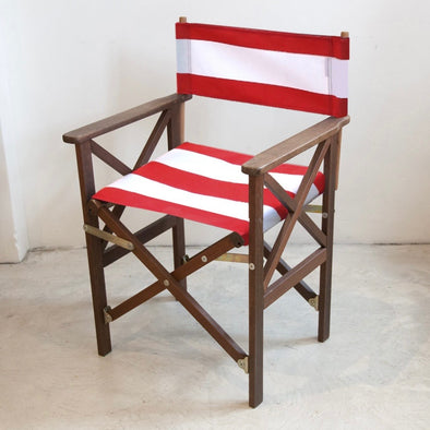 Directors Chair (Hardwood) - Sunbrella Block Stripe - Red/White