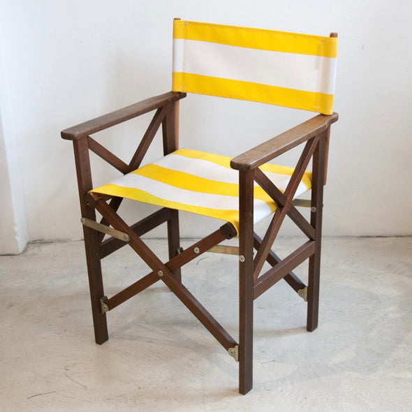 Directors Chair (Hardwood) - Sunbrella Block Stripe - Yellow/White
