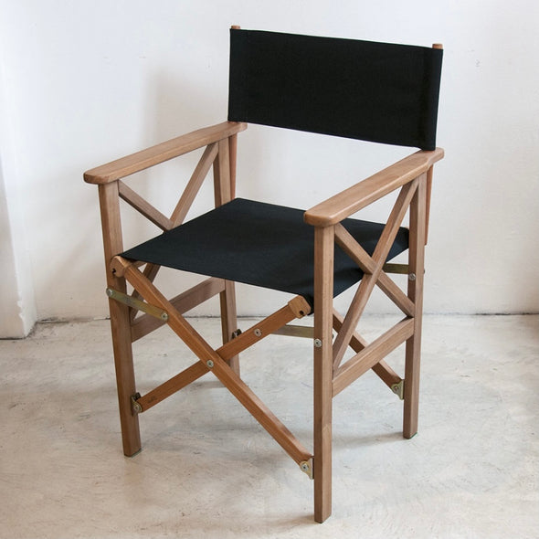 Directors Chair (Teak) - Sunbrella Plain - Black