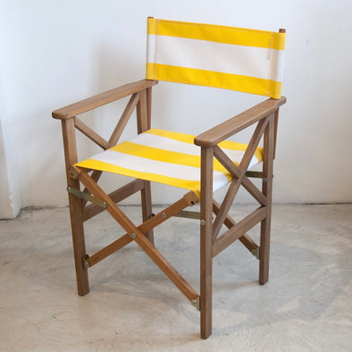 Directors Chair (Teak) - Sunbrella Block Stripe - Yellow/White