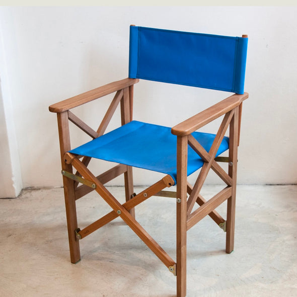 Directors Chair (Teak) - Sunbrella Plain - Capri Blue